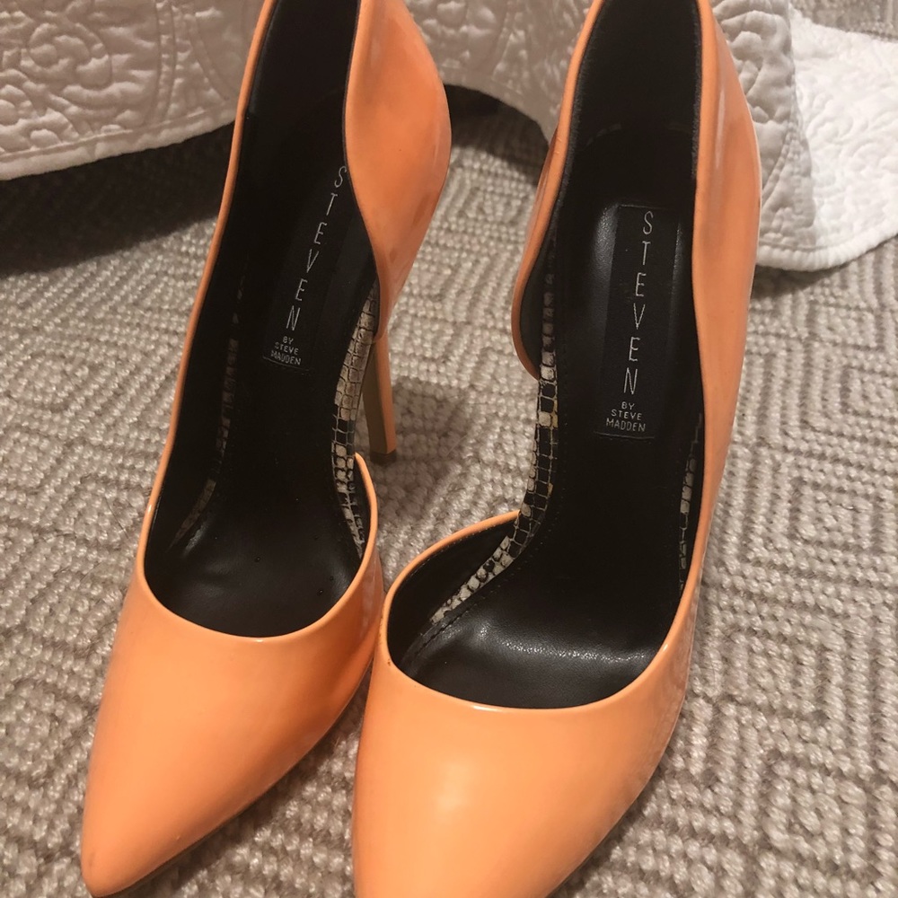Neon coral heels